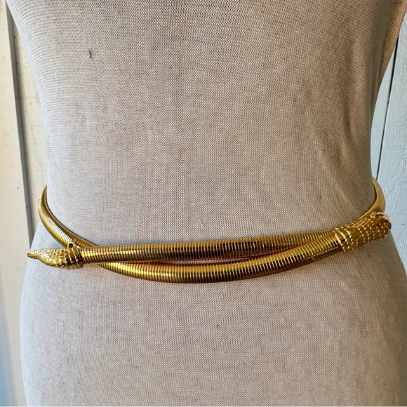 Vtg 70s ACCESSOCRAFT NYC Gold Snake Serpent Sculptural Belt or Necklace Metal main image 8